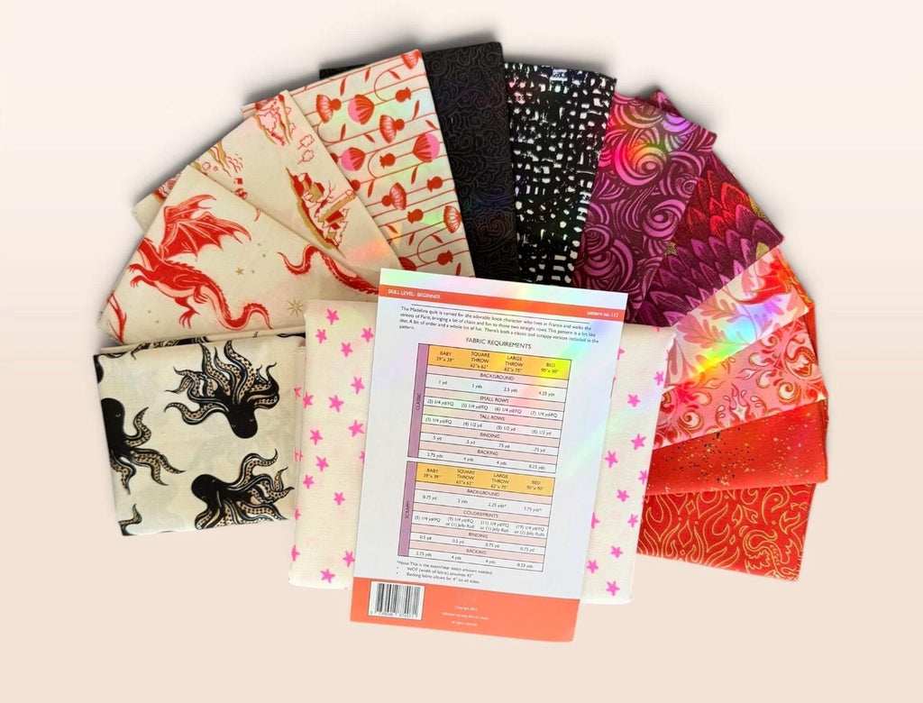 Fireglow Flame and Black & White Octo Large Throw Quilt Kit
