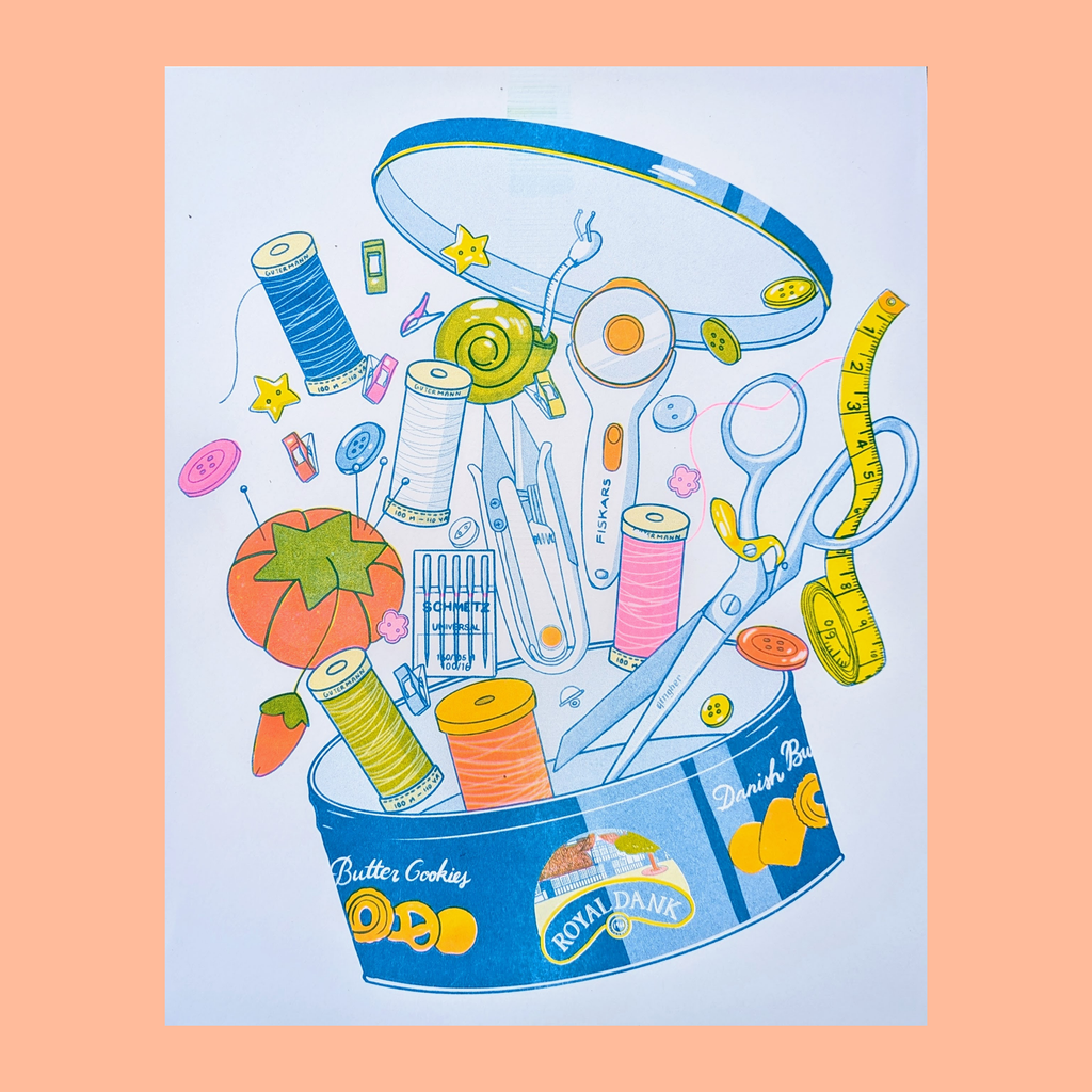 Butter Cookie Sewing Supplies |  Risograph Print: Small