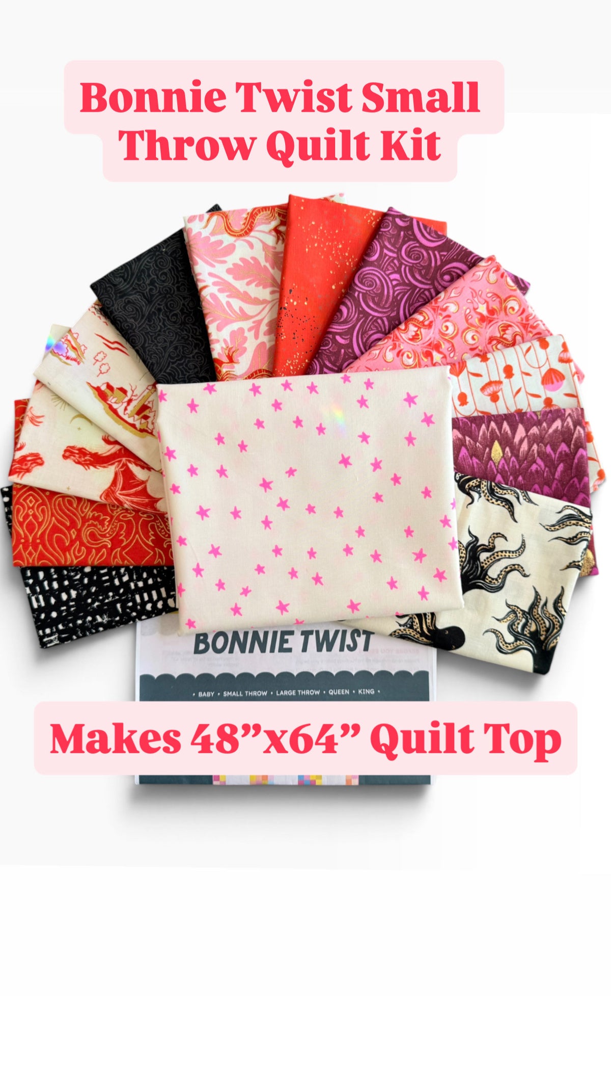 Small Throw Fireglow Flame and Black & White Octopus Quilt Kit
