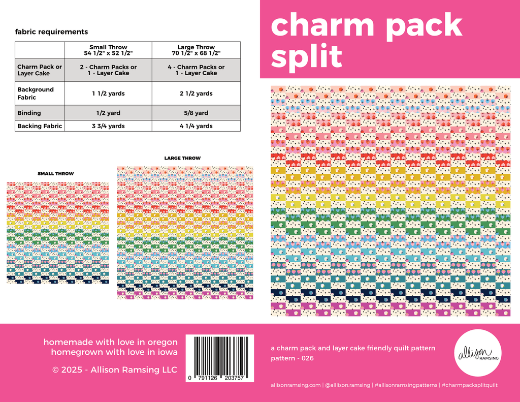 Charm Pack Split Quilt Pattern - Printed
