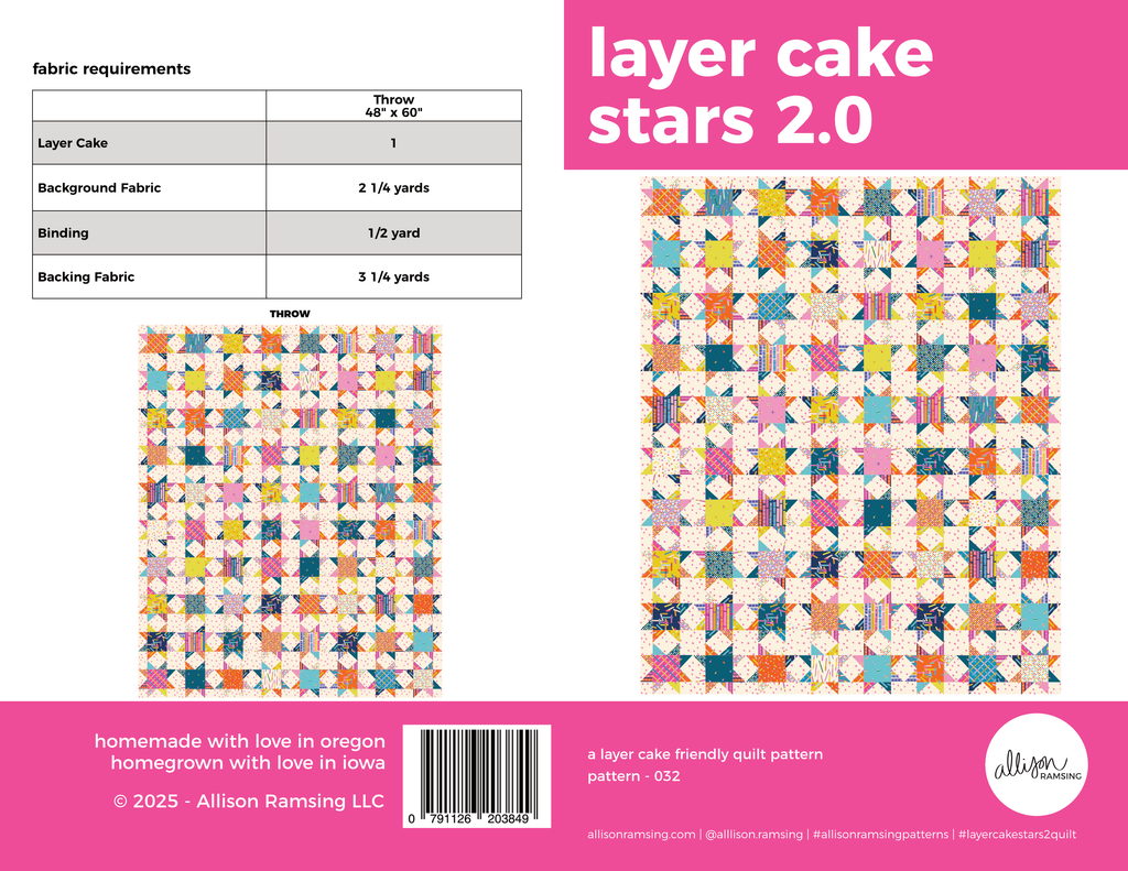 Layer Cake Stars 2.0 Quilt Pattern - Printed