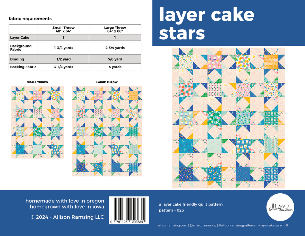 Layer Cake Stars Quilt Pattern - Printed