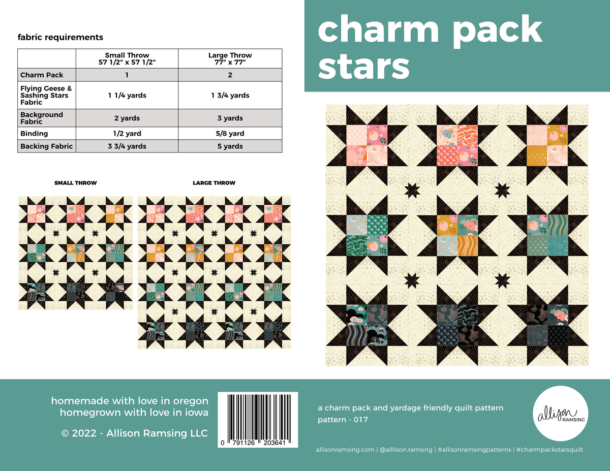 Charm Pack Stars Quilt Pattern - Printed