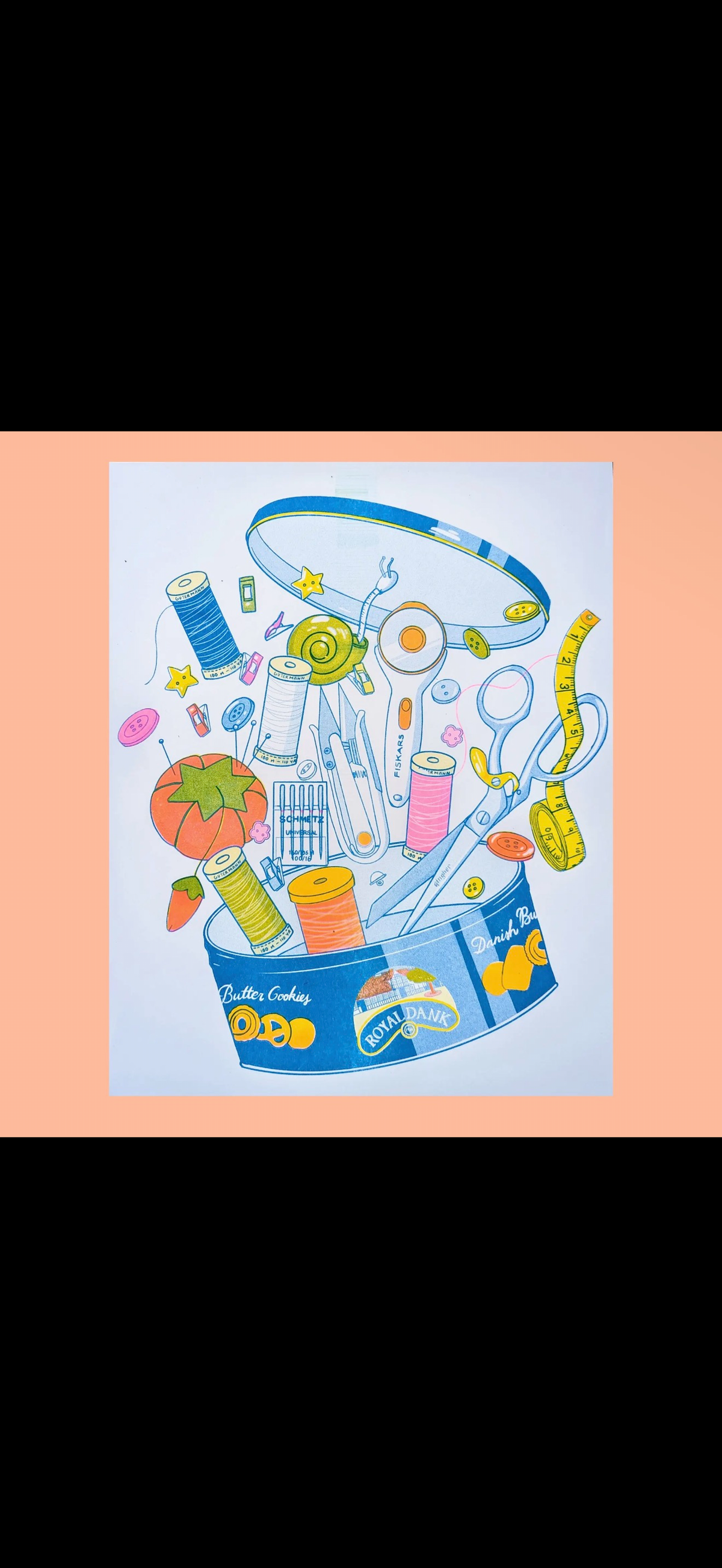 Sewing Cookie Tin Large Print 11”x14”