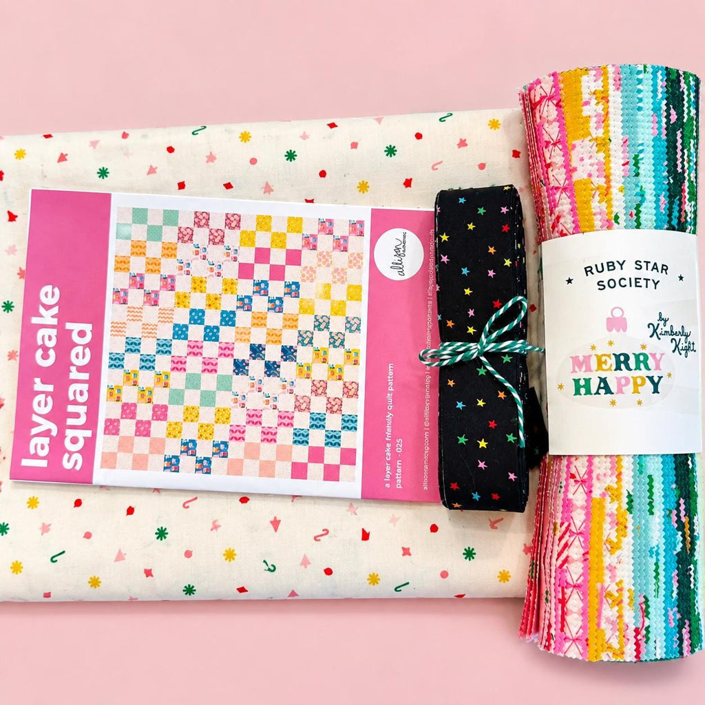 Merry Happy Layer Cake Squared Large Throw Quilt Kit