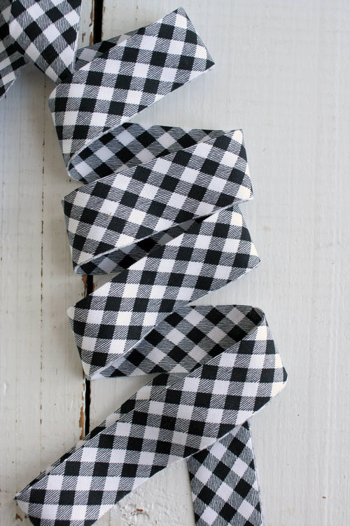 2.5" Bias Quilt Binding for Sewing, Campfire Black Gingham: Prepacked