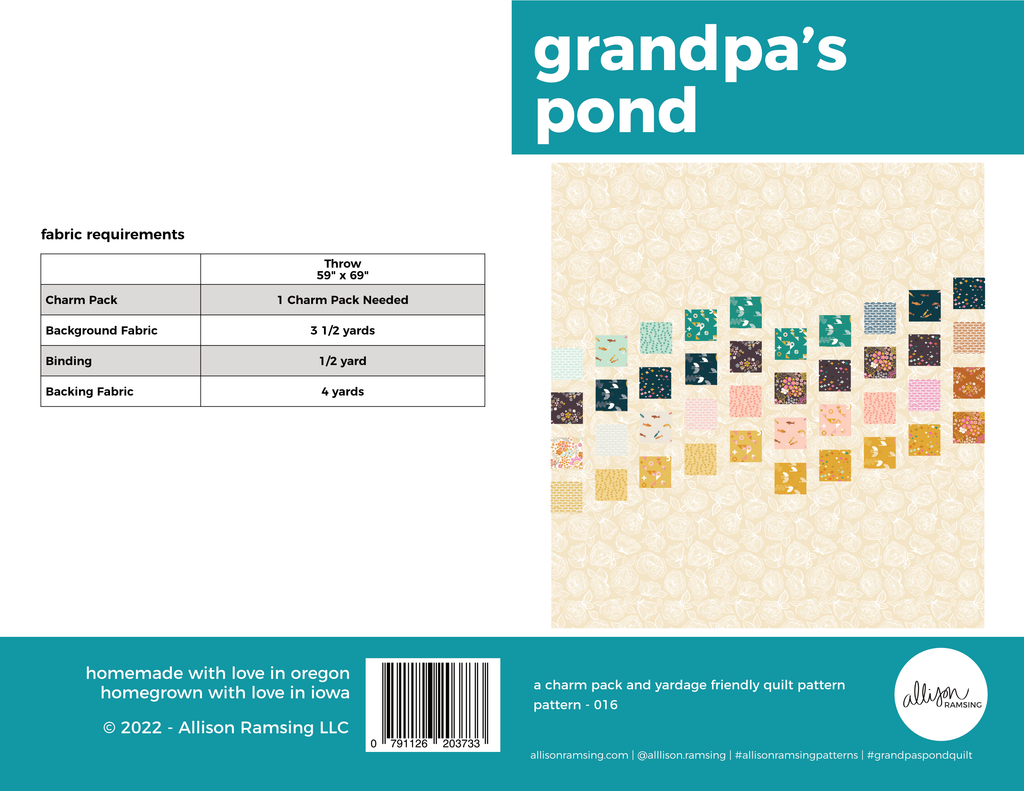 Grandpa's Pond Quilt Pattern - Printed