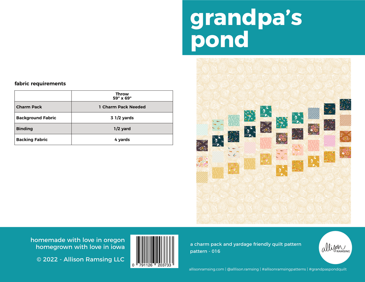 Grandpa's Pond Quilt Pattern - Printed