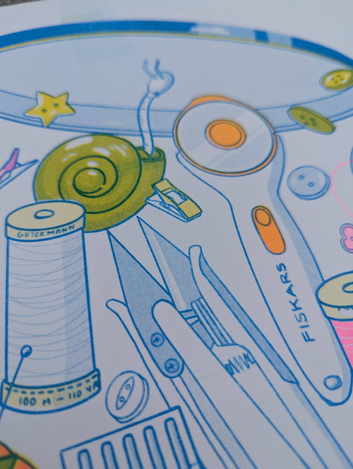 Butter Cookie Sewing Supplies |  Risograph Print: Small