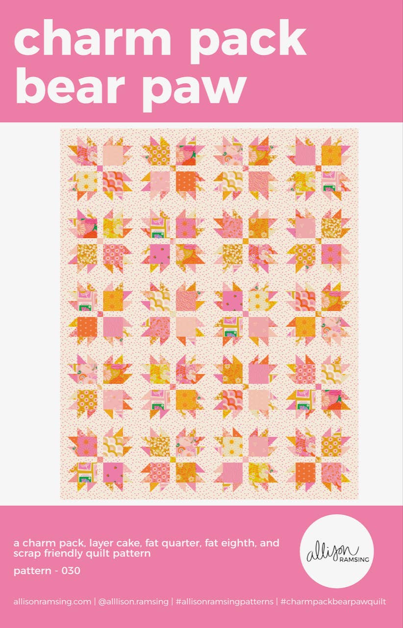 Charm Pack Bear Paw Quilt Pattern - Printed