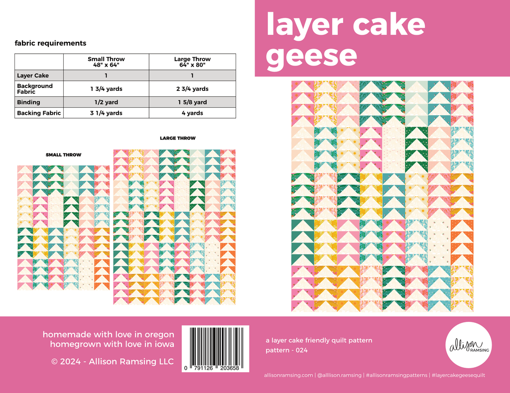 Layer Cake Geese Quilt Pattern - Printed