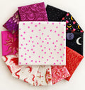 Fireglow Flame Small Throw Happy Stripes Quilt Kit with Berry Octopus and Cresent Unicorn Black